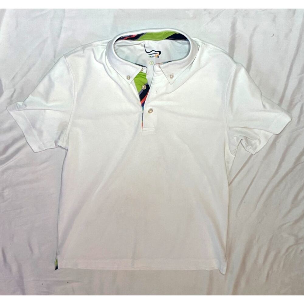Golf Eagle white multicolor collared polo shirt womens size S